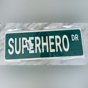 Green Superhero Street Sign